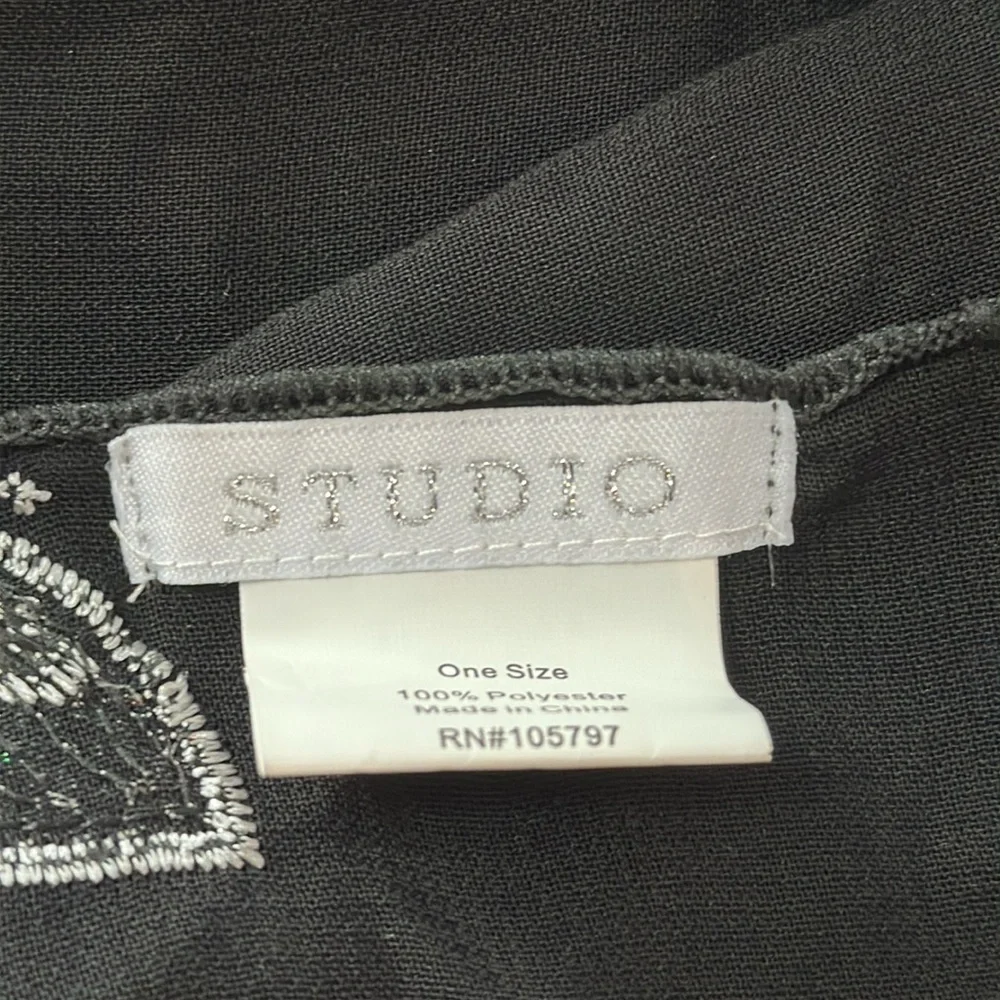 Studio Black Scarf With Silver Butterflies